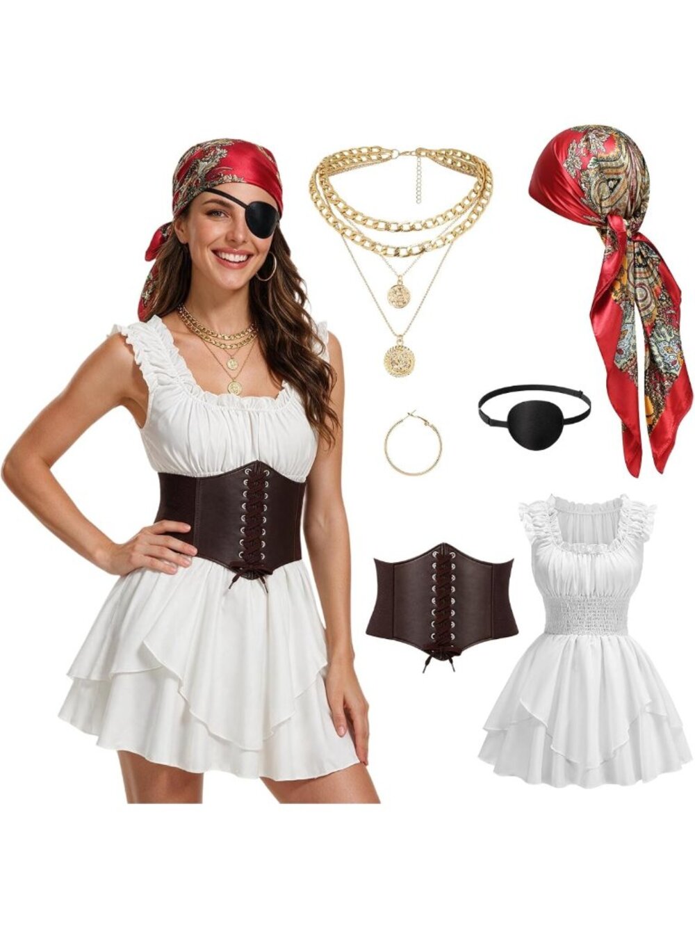Women's Pirate Costume with Accessories - Perfect for Halloween Party Fun!